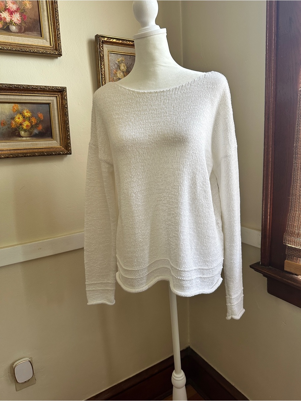 Lightweight Crochet Knit Sweater – Cotton Blend – Beach Cover-Up -- M